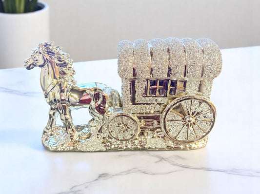 Crushed Crystal Horse Carriage Figurine BT216