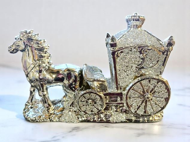 Crushed Crystal Horse Carriage Figurine BT217