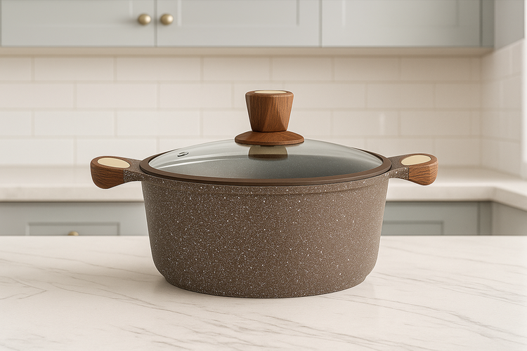 Granite Shallow Pot 28cm J1010