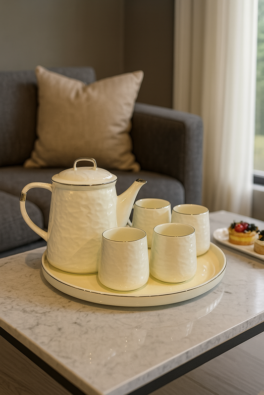 Gold Tea Pot & 6 Cup Set CX06