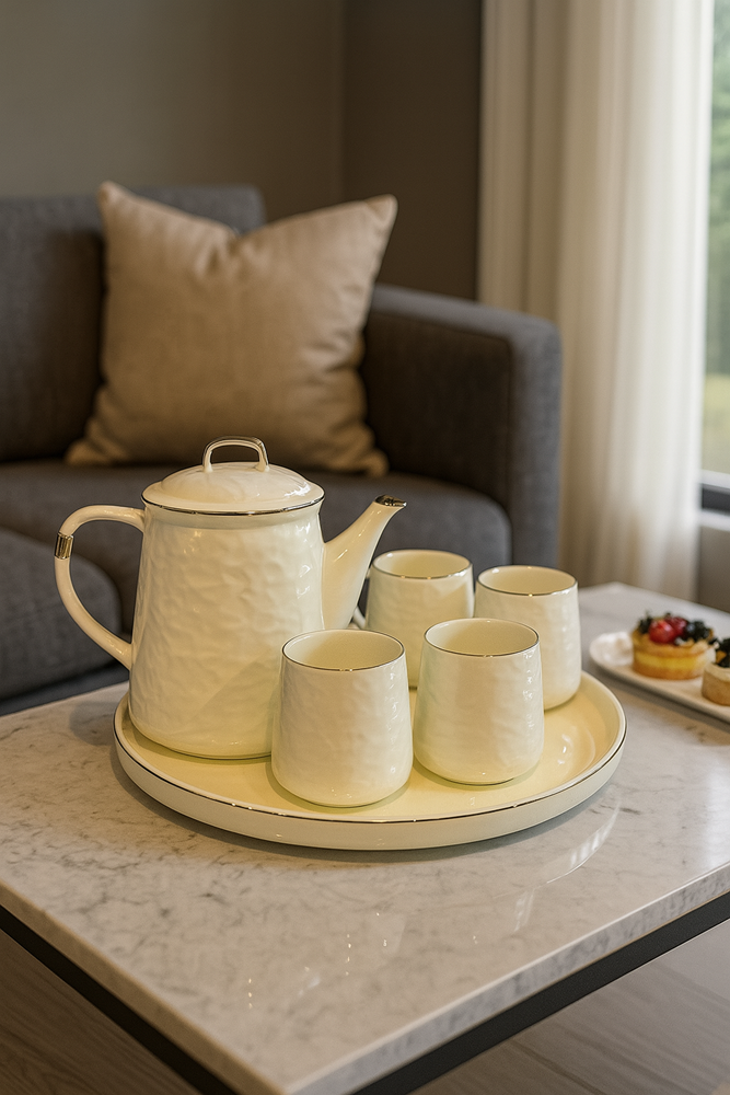 Gold Tea Pot & 6 Cup Set CX06