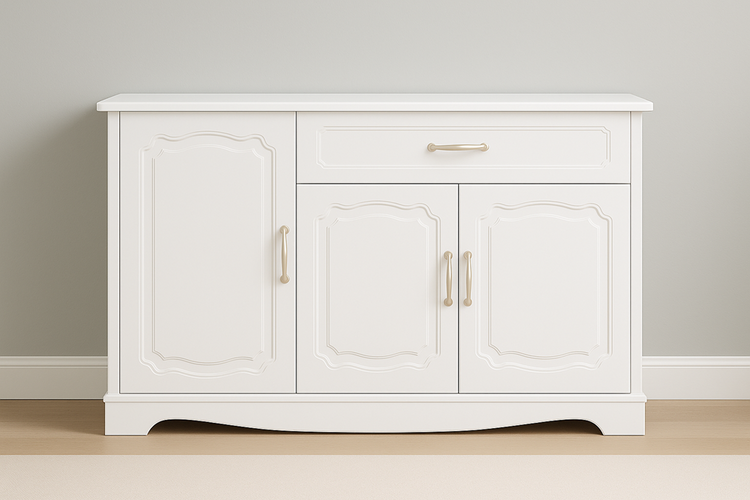 Elegant White Sideboard Cabinet 3 Door & 1 Drawer 1601