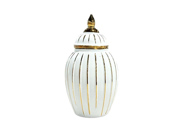 Ceramic Jar White & Gold XL031