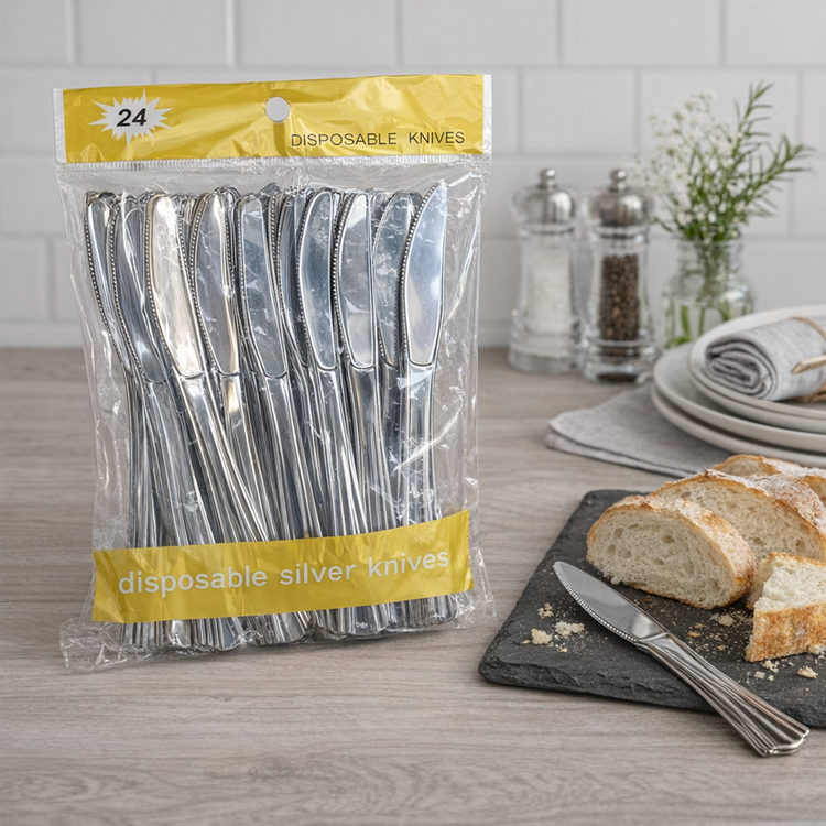Disposable Silver Knife 24pc