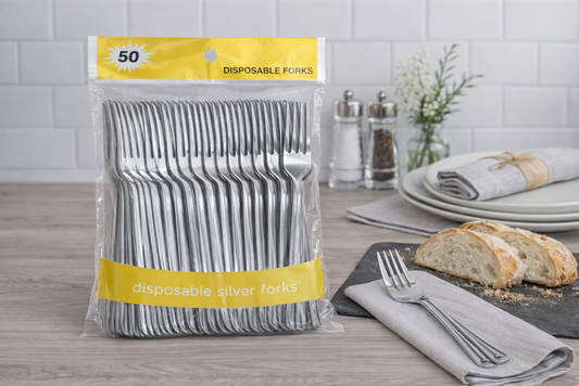 Plastic Silver Fork 50pc