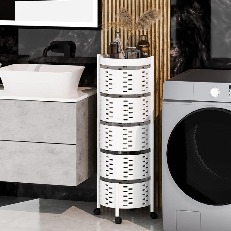 White Rolling Storage Trolley 5 Tier