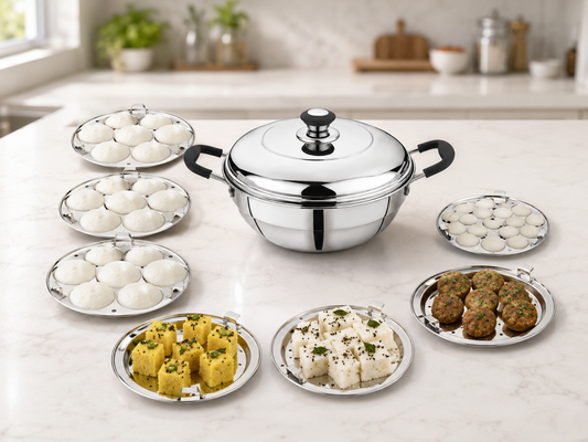 S/S Extra Deep Multi Kadai Set (7 Plates)