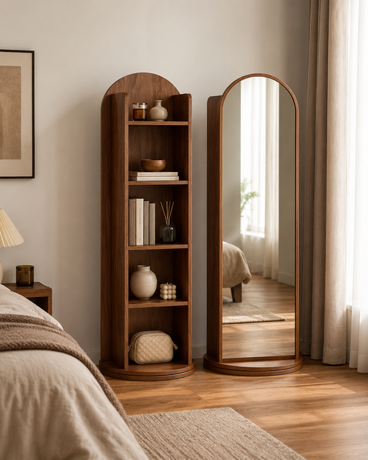 Rotating Bookshelf Mirror