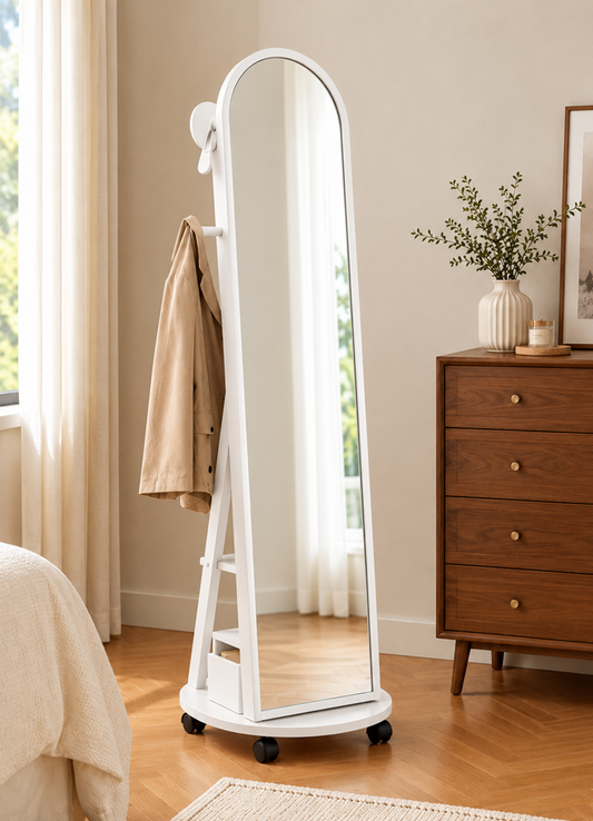 Rotating Coat Rack Mirror