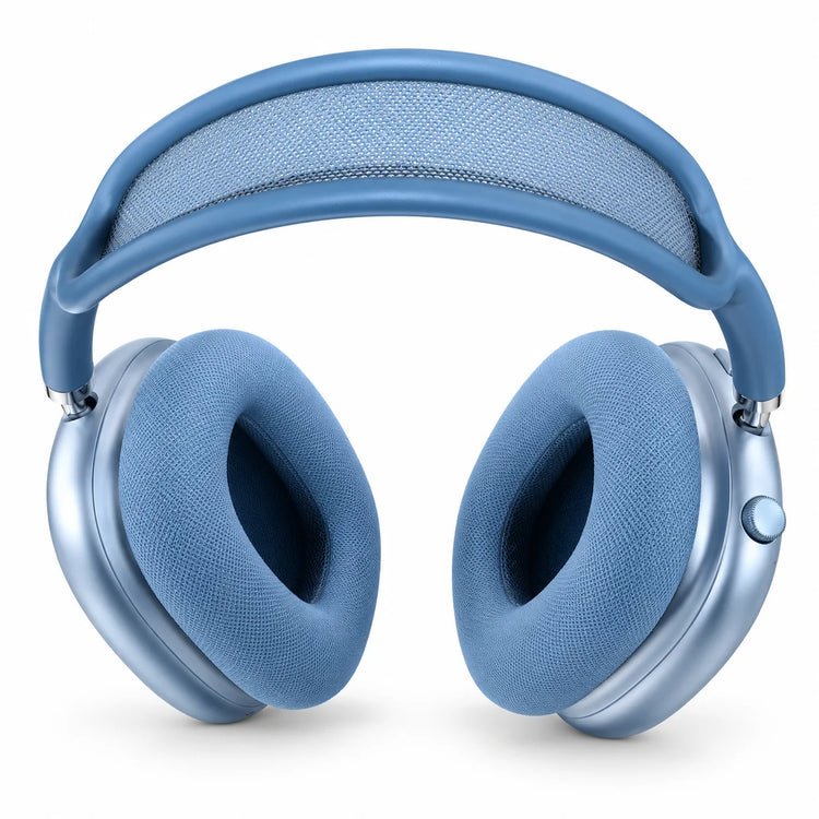 BW97 Bluetooth 5.4 wireless over-ear headphones with pure bass stereo sound, adjustable headband, soft padded fabric ear cushions and built-in microphone, available in assorted colours.