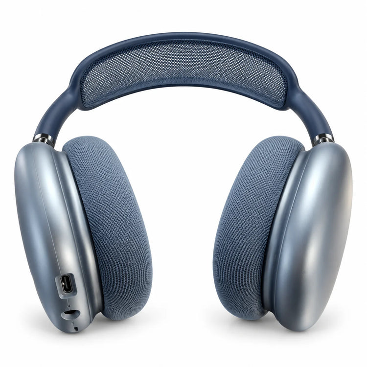 BW97 Bluetooth 5.4 wireless over-ear headphones with pure bass stereo sound, adjustable headband, soft padded fabric ear cushions and built-in microphone, available in assorted colours.