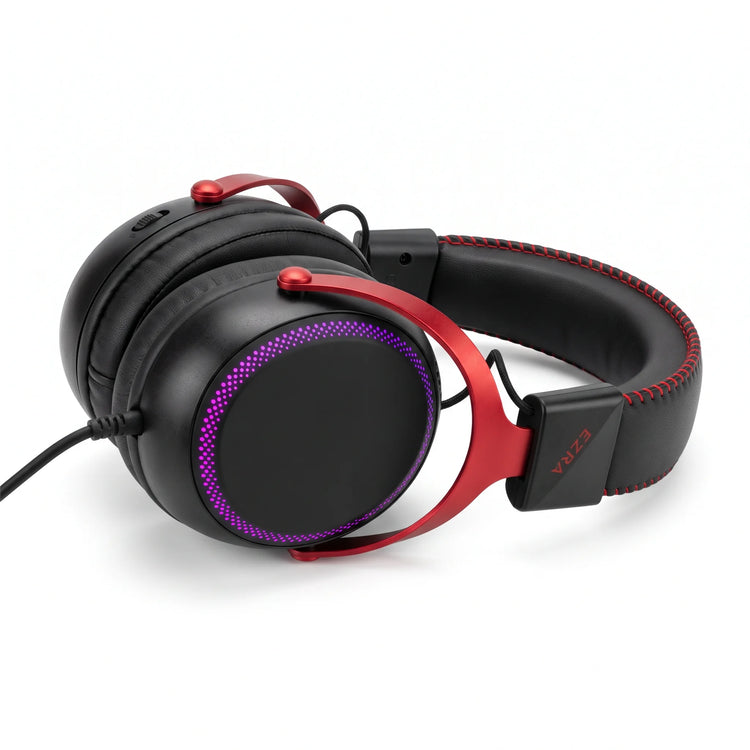 BW105 2.4GHz wireless over-ear gaming headset with RGB lighting, stereo sound, adjustable padded headband, soft ear cushions and boom microphone, assorted colours.