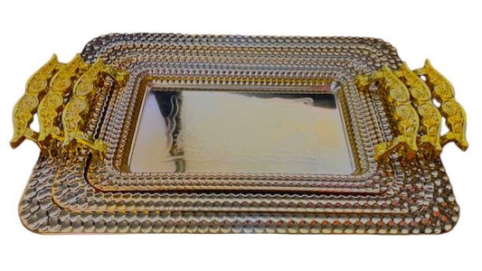 3PC Serving Tray Gold