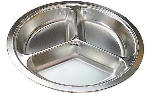Food Tray Stainless Steel 3 Compartment 20cm