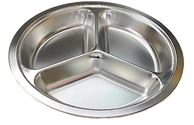 Food Tray Stainless Steel 3 Compartment 20cm