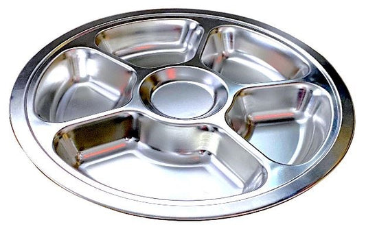 Food Tray Stainless Steel 6 Compartment