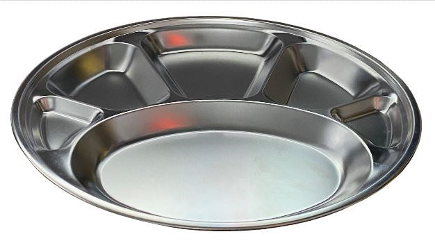 Food Tray Stainless Steel 6 Compartment