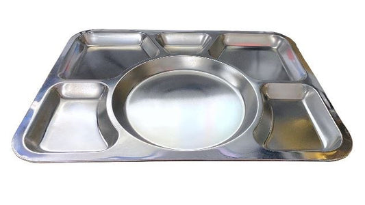 Food Tray Stainless Steel 6 Compartment