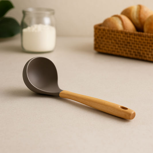 Silicone Ladle Wooden Handle