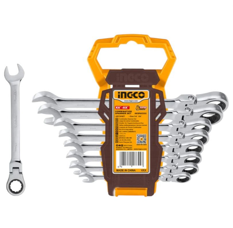 Flexible Ratchet Spanner Set 8pc 8-19mm HKSPAR1083