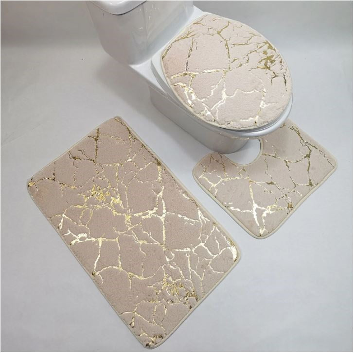 Bathroom Mat set 3pcs A26-16 Creamy