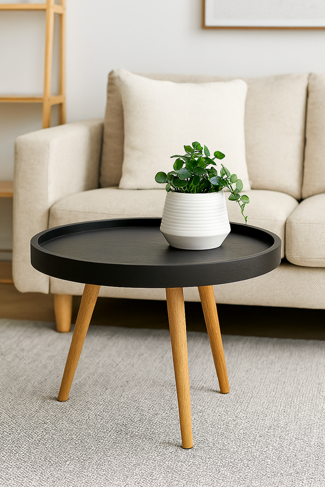 Black Round Wooden Table