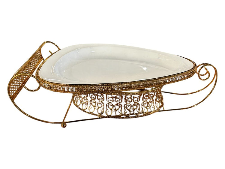 Gold Ceramic Dessert Tray