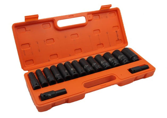 15pc 1/2'' Black Impact Socket Set DJPE-QDTT15