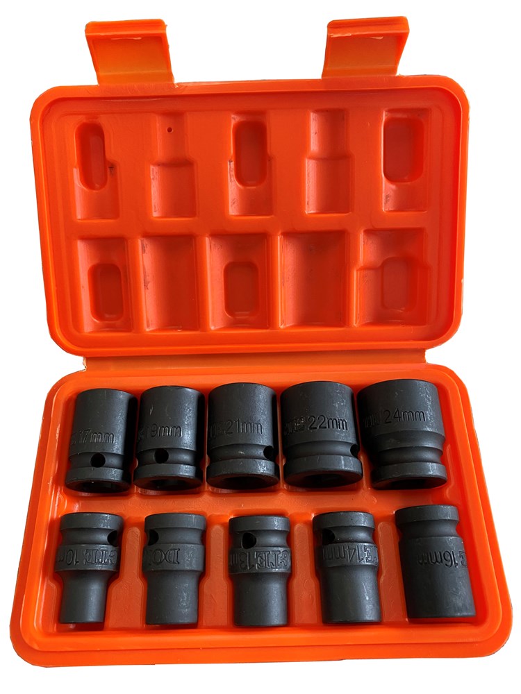 Shallow Black Impact Socket 1/2" 10Pcs DT0905