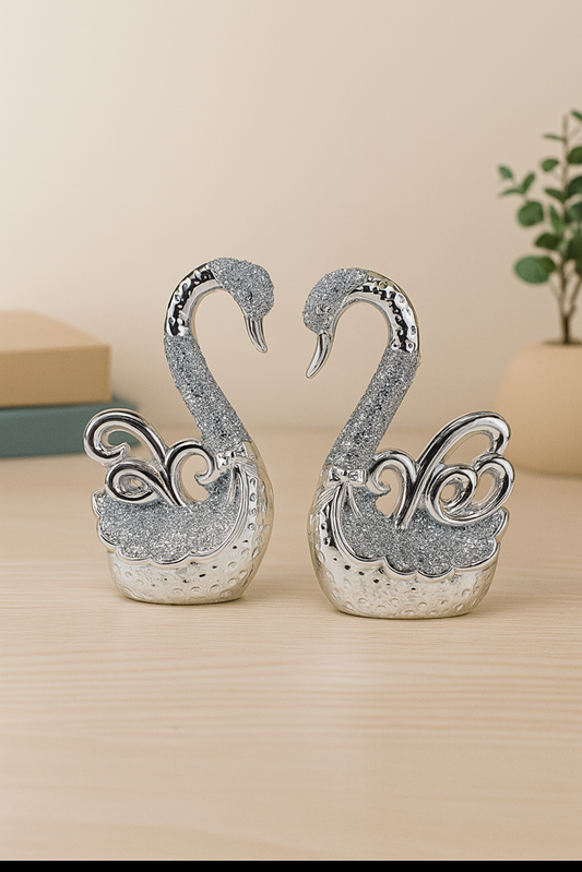 Crushed Crystal Twin Swan Decor K0834
