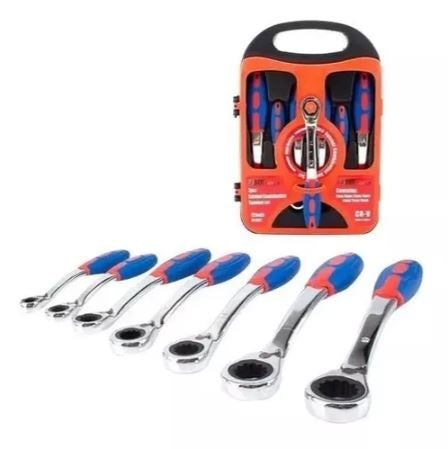 7Pcs 12 Point Ratcheting Combination Wrench Set