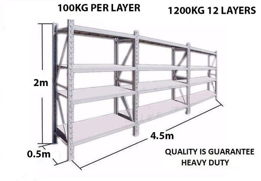 Shelve Racking 4.5m x 2m x 0.5m