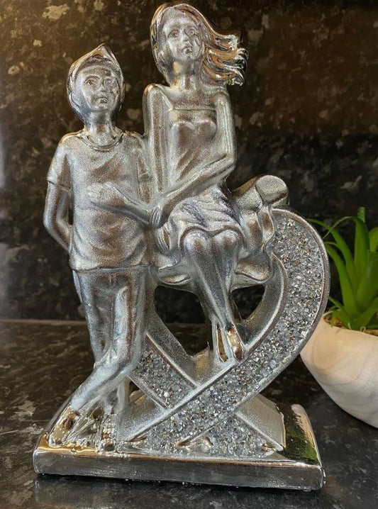 Silver Crushed Crystal Figurine Decor H0845