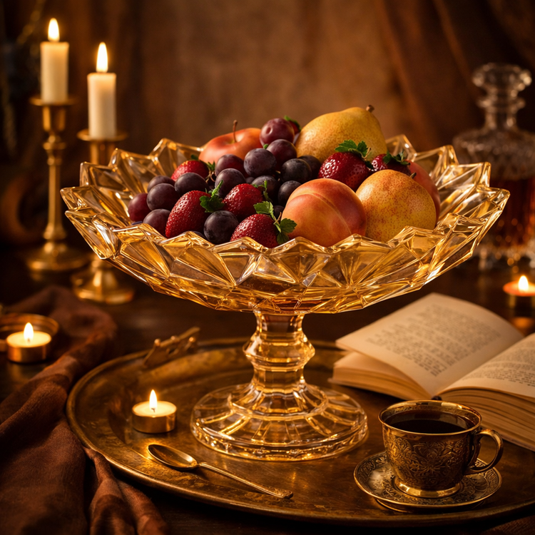 Gold Glass Fruit Stand HD001