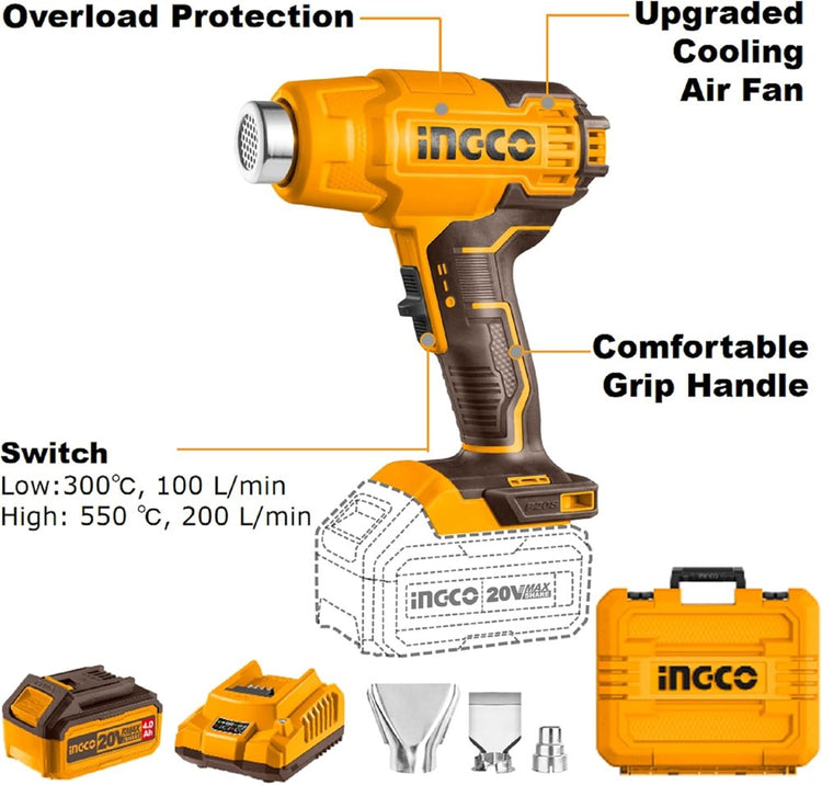 Lithium-Ion Heat Gun Ingco HGLI20025