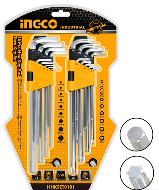 18pc Hex Key and Torx Set HHKSET0181