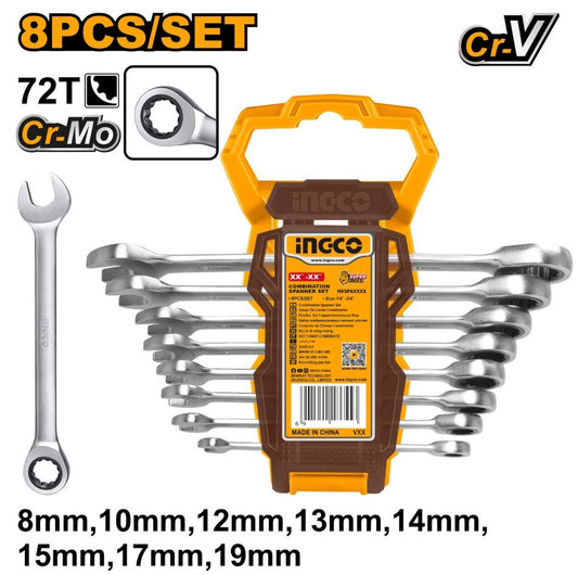 Ratchet Spanner 8pc 8-19mm HKSPAR1082