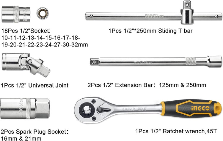 Socket Set 1/2" 25pc HKTS12251