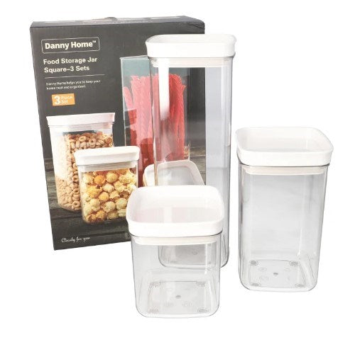Square Food Storage Jar 3pc HO-028