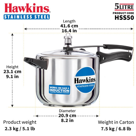 Stainless Steel Pressure Cooker 5L HSS50