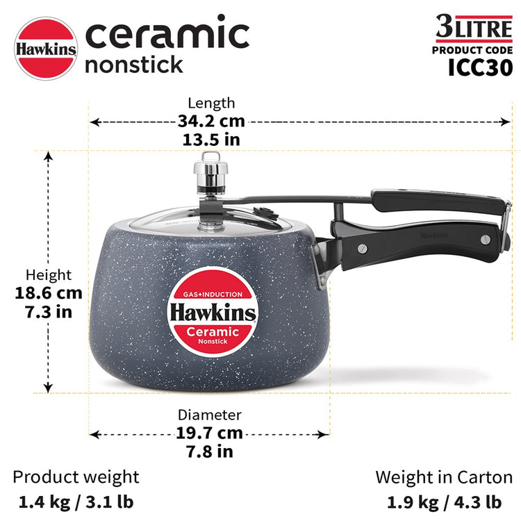 Non-Stick Ceramic Pressure Cooker 3L ICC30