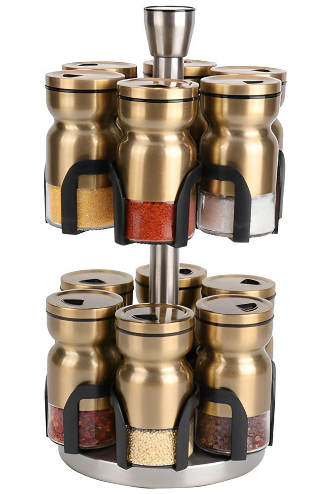 Spice Rack Condiment 12pc Gold O1026J