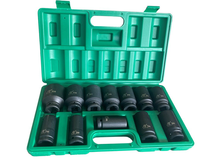 3/4″ Black Impact Socket Wrench Set 12pc 6PT DJPE-DT0909