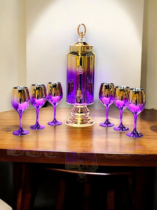 Juice Dispenser and Cup Set 7pcs 1345-1-Purple