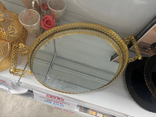 Serving Tray with Mirror Golden