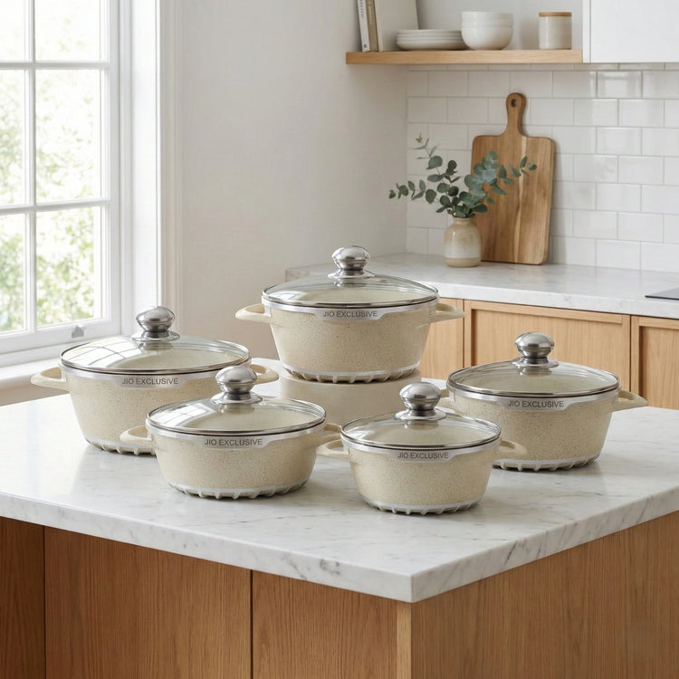 5pc Granite Cookware Set Non-Stick Casserole | J0810