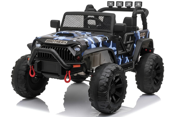 Kids 24V 4WD electric ride on Jeep C-666 in rugged blue with remote control