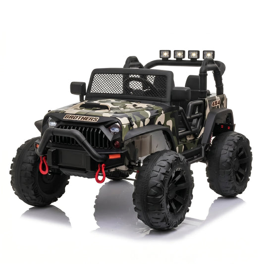 Kids 24V 4WD electric ride on Jeep C-666 in rugged green with remote control