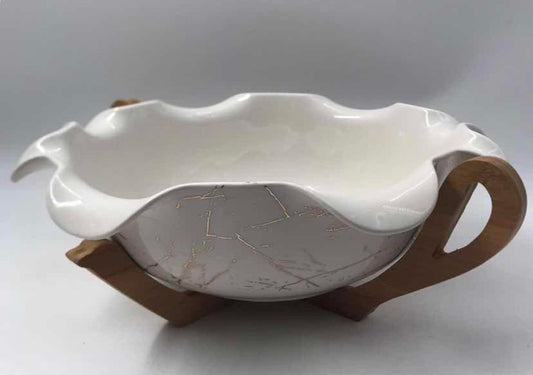 Bowl with Wooden Stand JC7464-H28