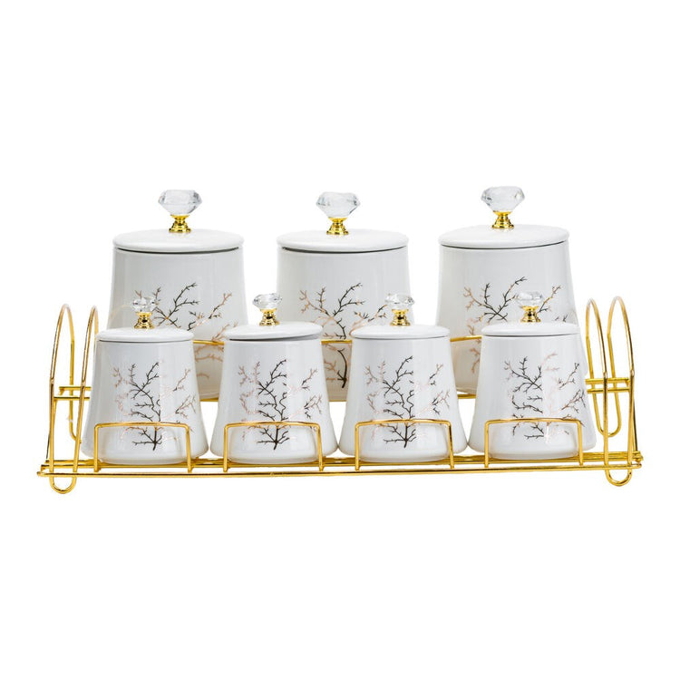 Glazed Porcelain Spice and Condiment 7pc Set JC7566-H371